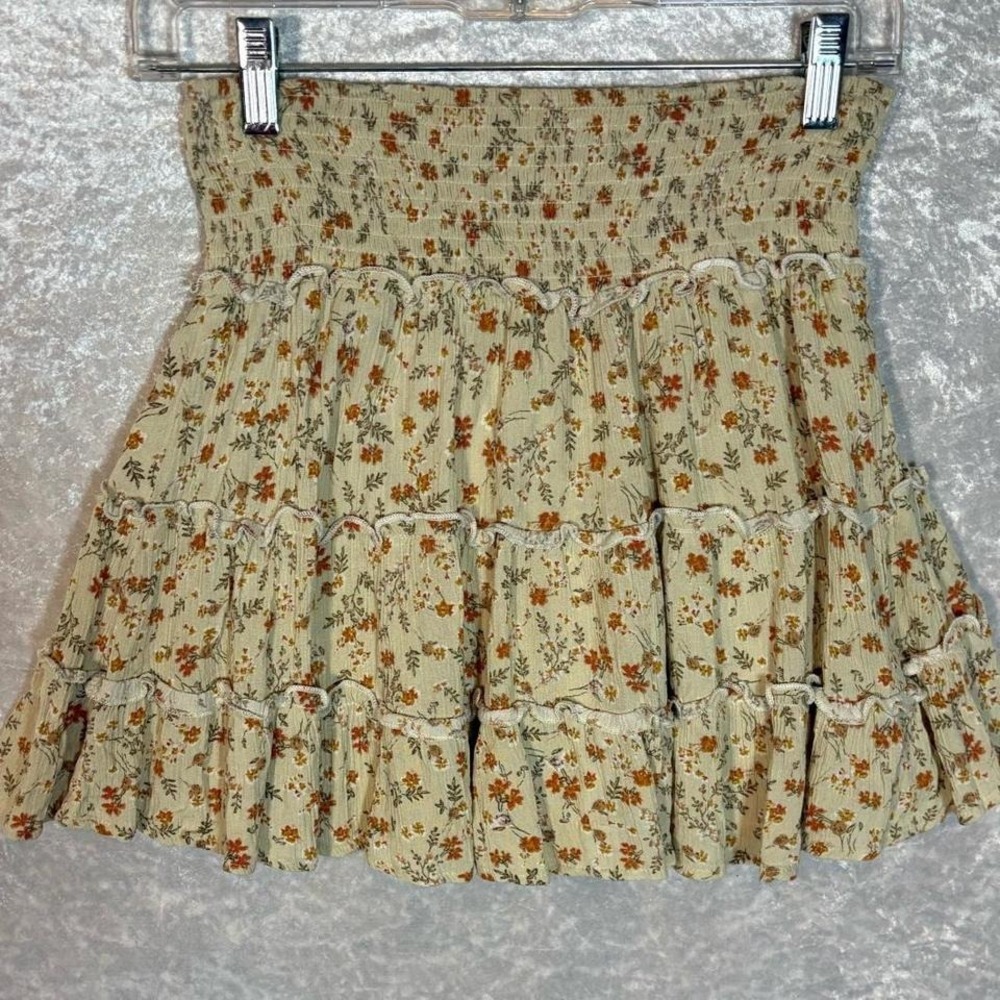 Bec & Bridge yellow floral tiered flowy mini skirt Party, Festival Cowgirl Rodeo - Picture 2 of 8